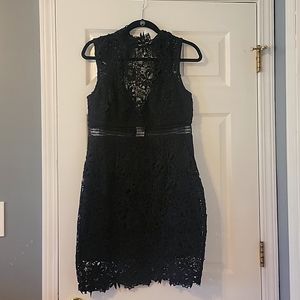 Black lace high neck dress